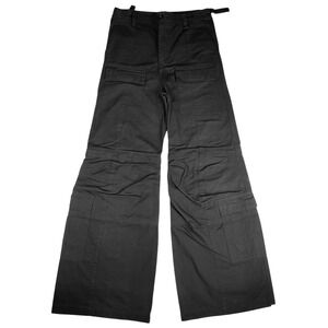 Balenciaga Unisex Flared Cotton Cargo Convertible Pants Trousers Black Sz Small